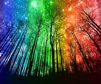Premium Photo  Rainbow tree fantasy landscape and tree with rainbow colors  illustration