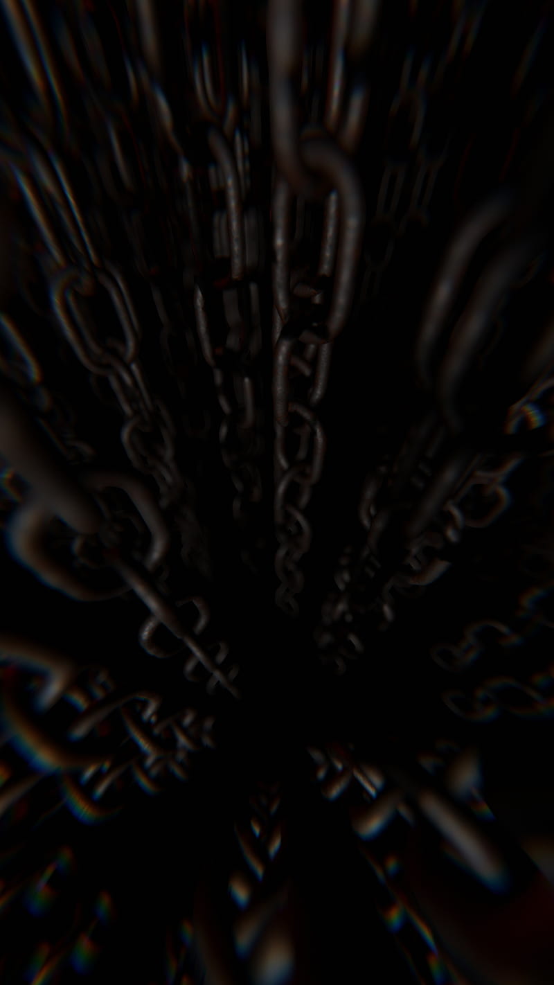 Chains, 3d, TetriTek, abstract, black, dark, metal, rust, simple, HD phone wallpaper