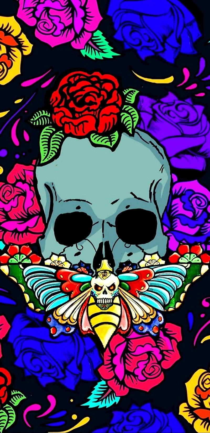 Silence the skull, flowers, skull, HD phone wallpaper | Peakpx