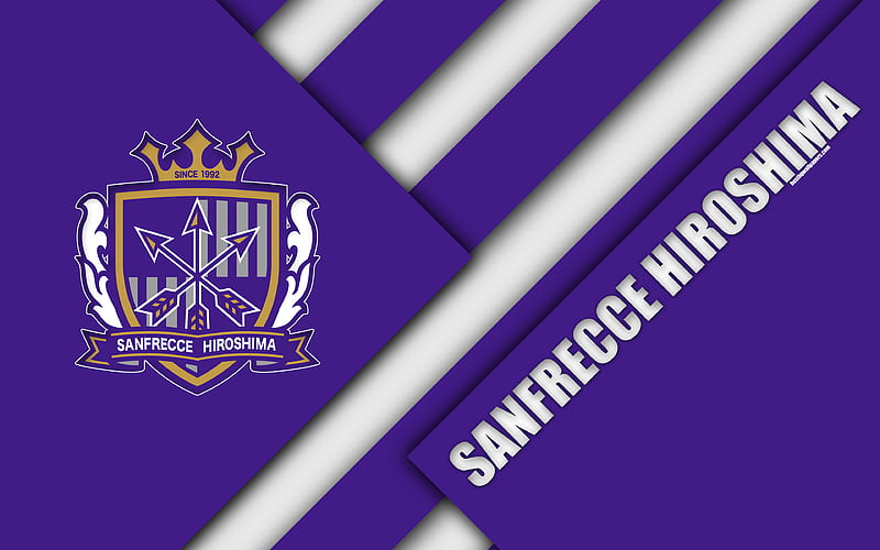 Sanfrecce Hiroshima FC material design, Japanese soccer club, purple abstraction, logo, Asaminami, Hiroshima, japan, J1 League, Japan Professional Football League, J-League, HD wallpaper