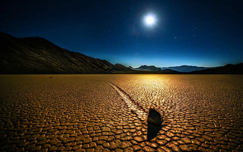 Death Valley Under Moonlight, California, Desest, USA, Moonscape, Nature, HD wallpaper