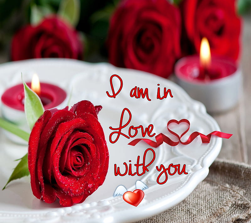 love rose, candle, dinner, heart, light, red, romance, HD wallpaper