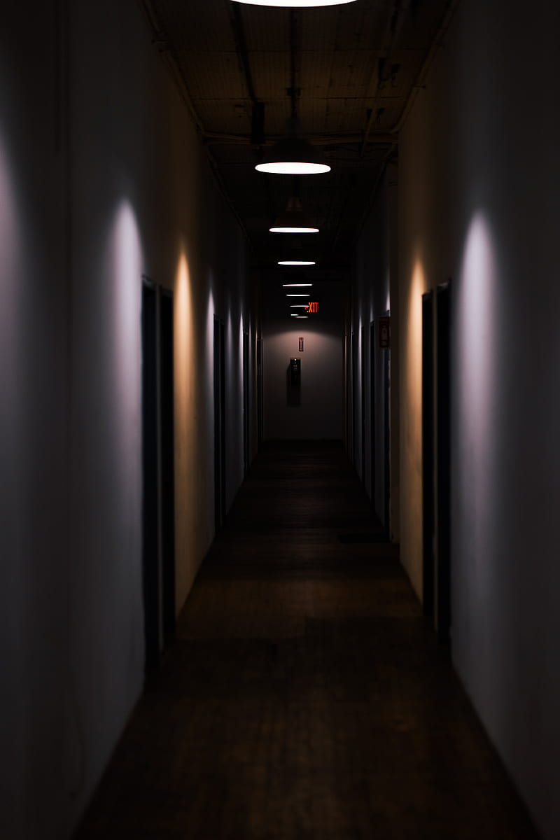 room, doors, glow, dark, HD phone wallpaper