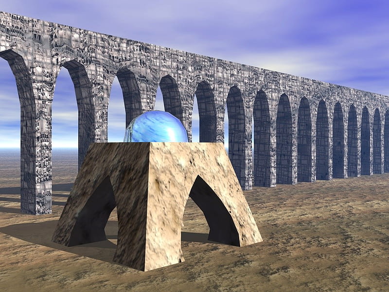 Aqueduct of Dreams, globe, aqueduct, desert, HD wallpaper