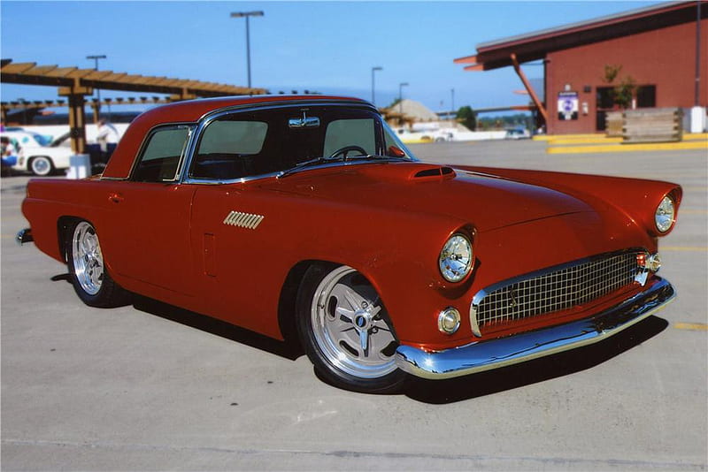 1956 Ford custom Thunderbird, cool, 1956, ford, thunderbird, custom, classic, vintage, HD wallpaper