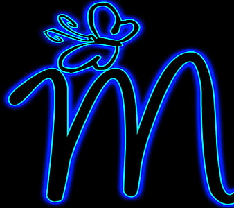 Alphabet M, blue, cool, letter, letter m, neon, HD wallpaper | Peakpx