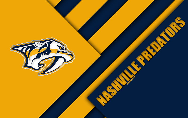 Nashville Predators material design, logo, NHL, blue yellow abstraction, lines, American hockey club, Nashville, Tennessee, USA, National Hockey League, HD wallpaper