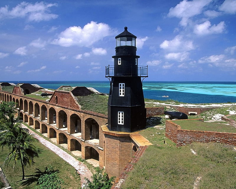 fort jefferson lighthouse dry tortugas national park florida, lighthouses, architecture, HD wallpaper