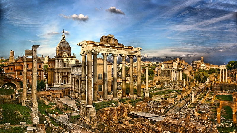 Forum Romanum_Italy, Italia, Ruins, Italy, Architecture, Roma, Ancient, Rome, Antique, HD wallpaper