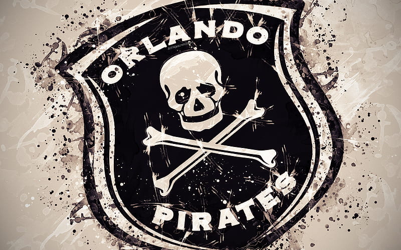 Orlando Pirates FC paint art, logo, creative, South African football team, South African Premier Division, emblem, white background, grunge style, Johannesburg, South Africa, football, HD wallpaper