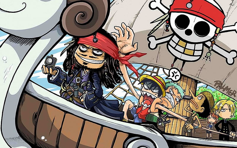 Pirates, jack, anime, sparrow, chibi, HD wallpaper