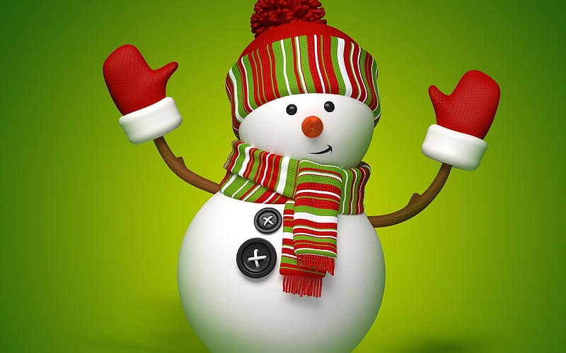 Snowman, cute, christmas, green, HD wallpaper | Peakpx