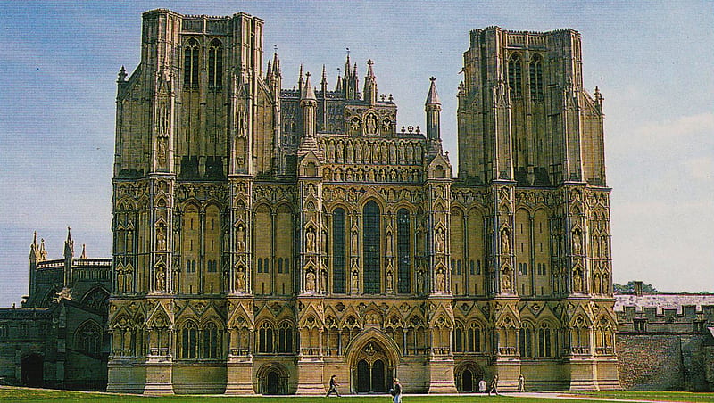 Wells Cathedral, wells, stone, england, magnificent, imposing, historic, HD wallpaper