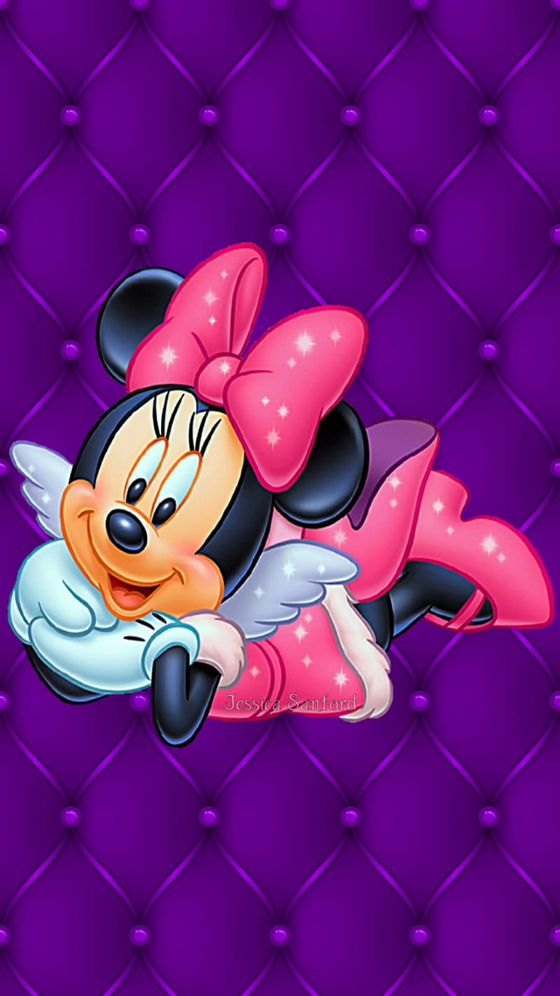 Minnie the Angel, black, mickey, mouse, pink, purple, wings, HD phone  wallpaper | Peakpx