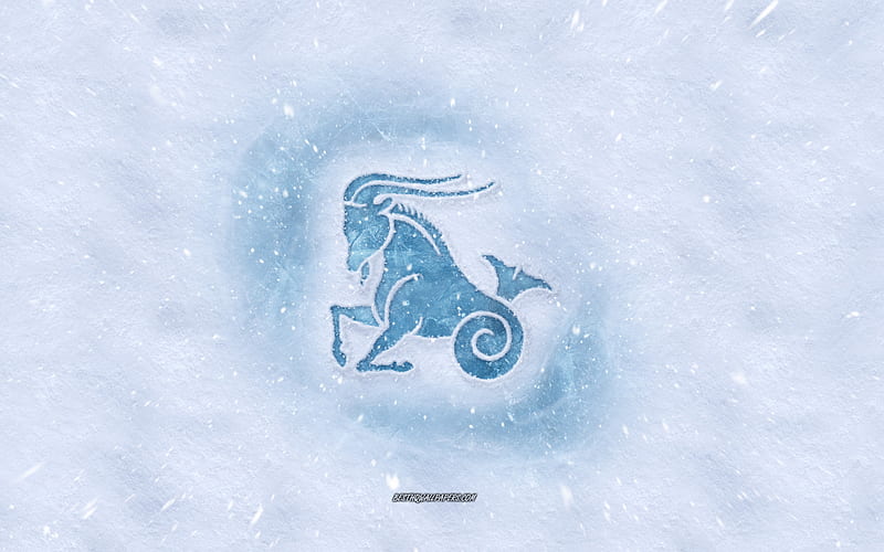 Capricorn zodiac sign, winter concepts, snow texture, snow background, Capricorn sign, winter art, Capricorn, HD wallpaper