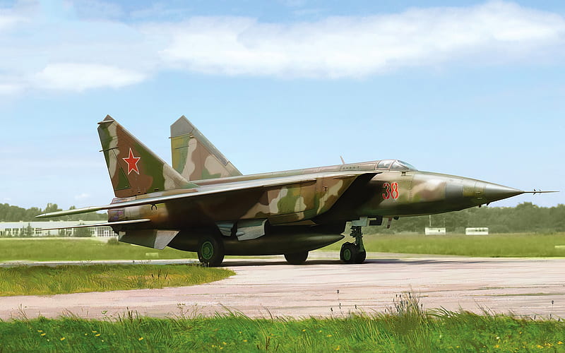 Mig-25, interceptor fighter, old military aircraft, drawn aircraft, combat aviation, HD wallpaper