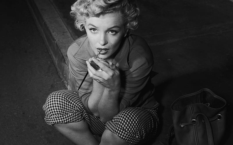 Marilyn Monroe, black-and-white , American actress, fashion model, HD wallpaper