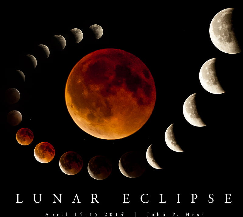 Lunar Cycle, eclipse, moon, night, HD wallpaper