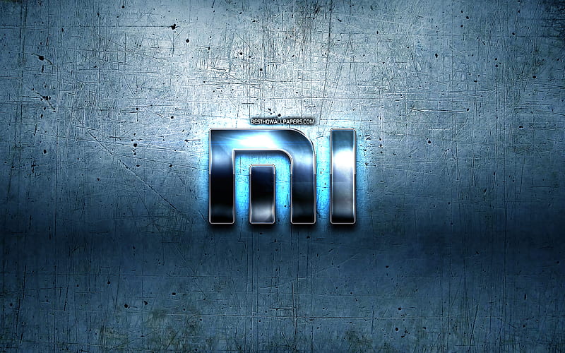 Xiaomi metal logo, blue metal background, artwork, Xiaomi, brands, Xiaomi 3D logo, creative, Xiaomi logo, HD wallpaper
