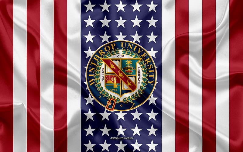 Winthrop University Emblem, American Flag, Winthrop University logo, Rock Hill, South Carolina, USA, Winthrop University, HD wallpaper