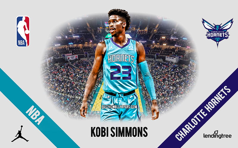 Kobi Simmons, Charlotte Hornets, American Basketball Player, NBA, portrait, USA, basketball, Spectrum Center, Charlotte Hornets logo, HD wallpaper