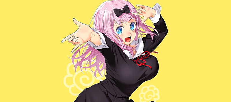 fujiwara chika, kaguya-sama wa kokurasetai ~tensai-tachi no renai zunousen~, pink hair, school uniform, Anime, HD wallpaper