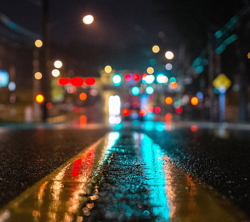 lights at night, beauty, city, colorful rain, HD wallpaper
