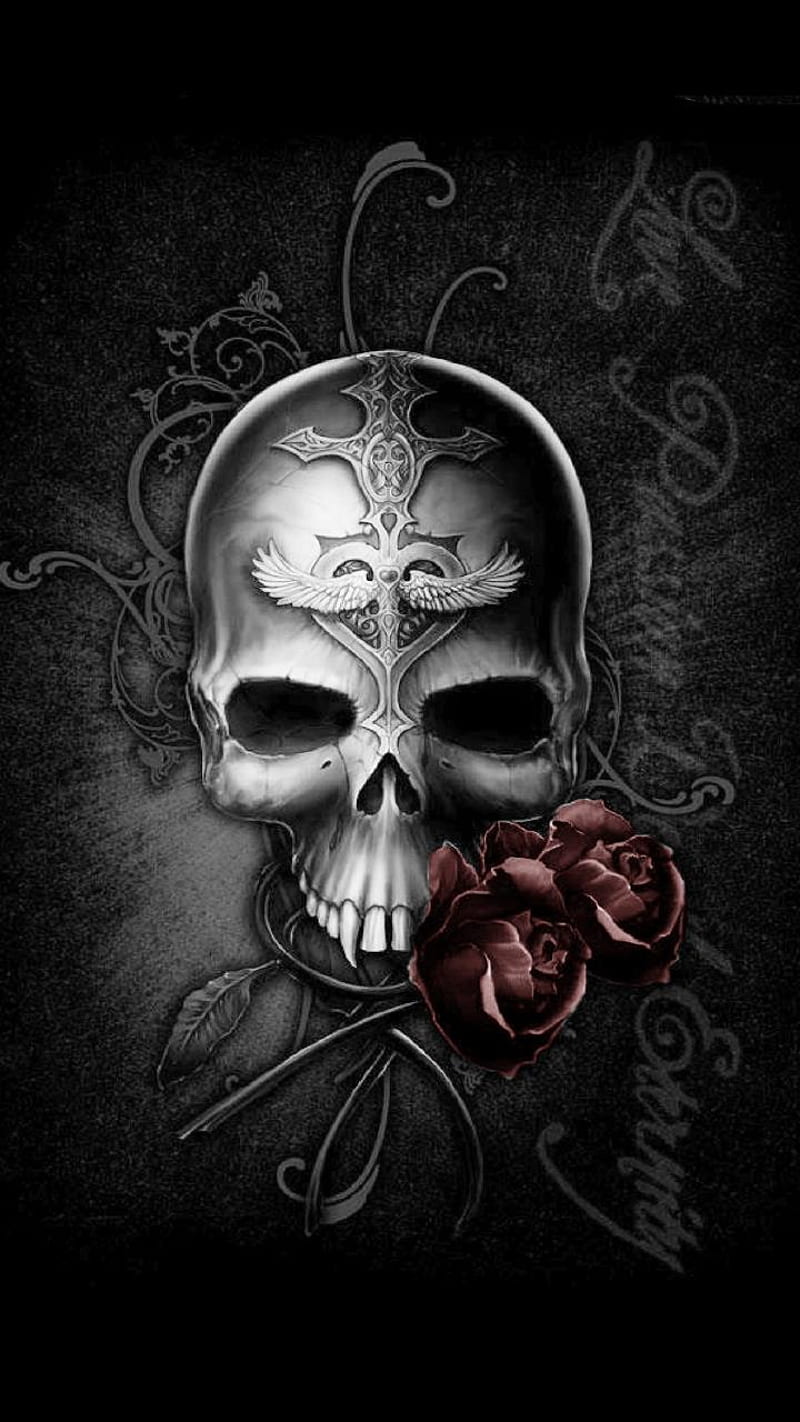 skull art, desenho, HD phone wallpaper