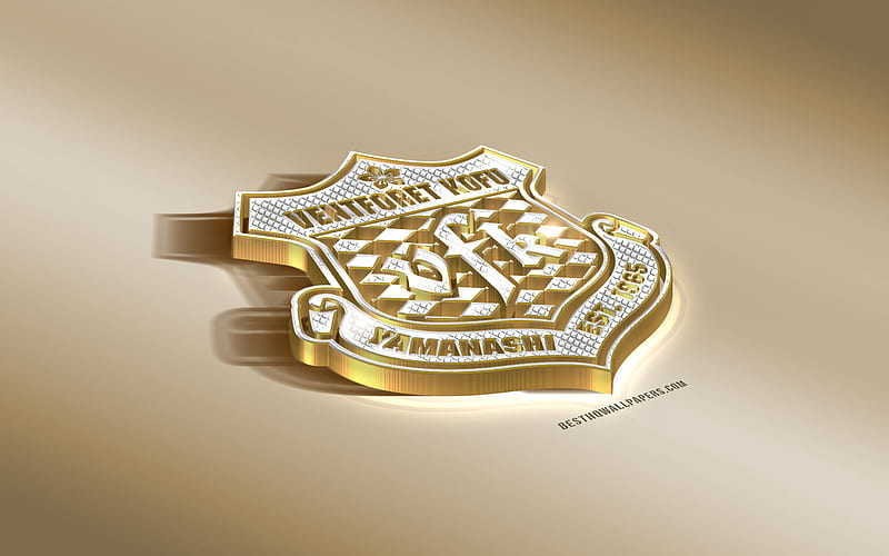 Ventforet Kofu, Japanese football club, golden silver logo, Kofu, japan, J1 League, 3d golden emblem, creative 3d art, football, HD wallpaper