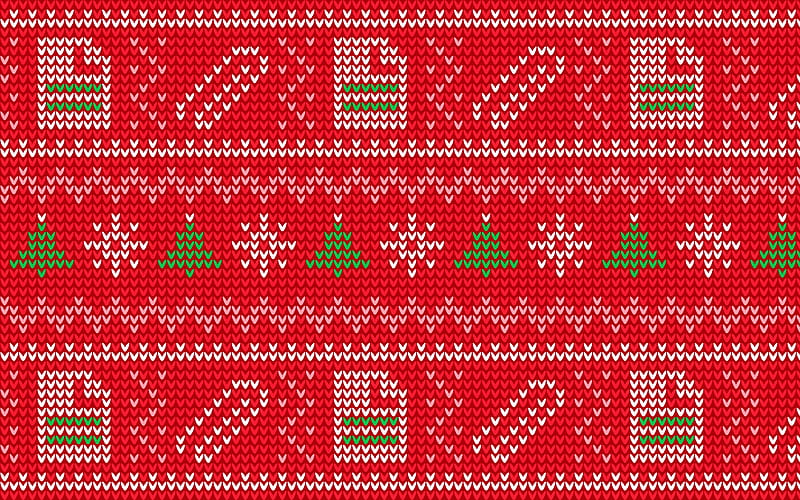 red christmas pattern xmas decorations, christmas knitted texture, christmas patterns, red christmas backgrounds, HD wallpaper