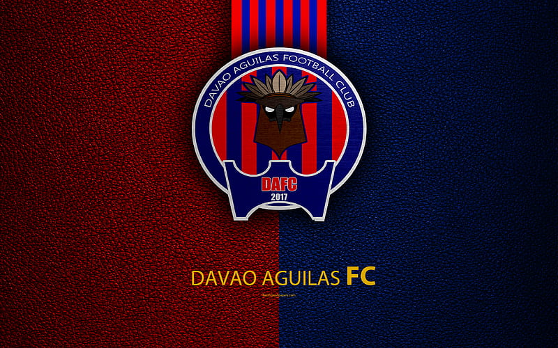 Davao Aguilas FC leather texture, logo, red blue lines, Colombian football club, emblem, Liga Aguila, Categoria Primera A, Tagum, Colombia, football, HD wallpaper