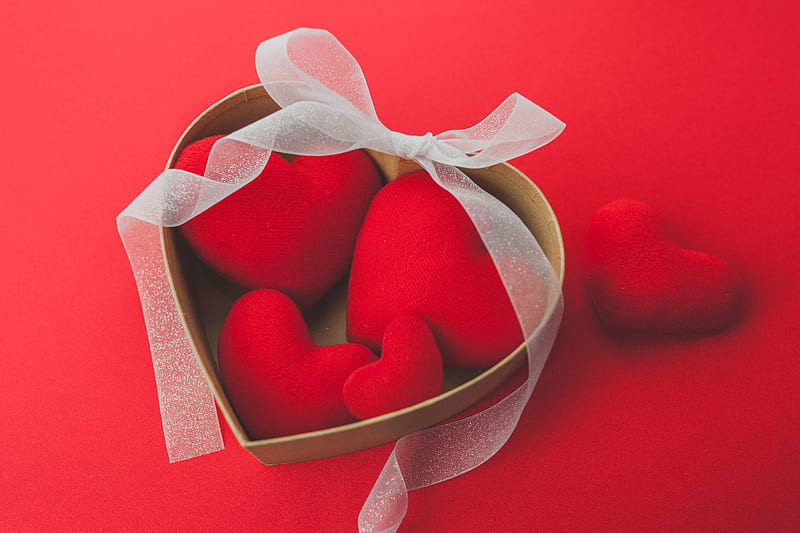 Heart shaped Red Ribbon Valentines Day, valentine-day, celebrations, heart, love, HD wallpaper