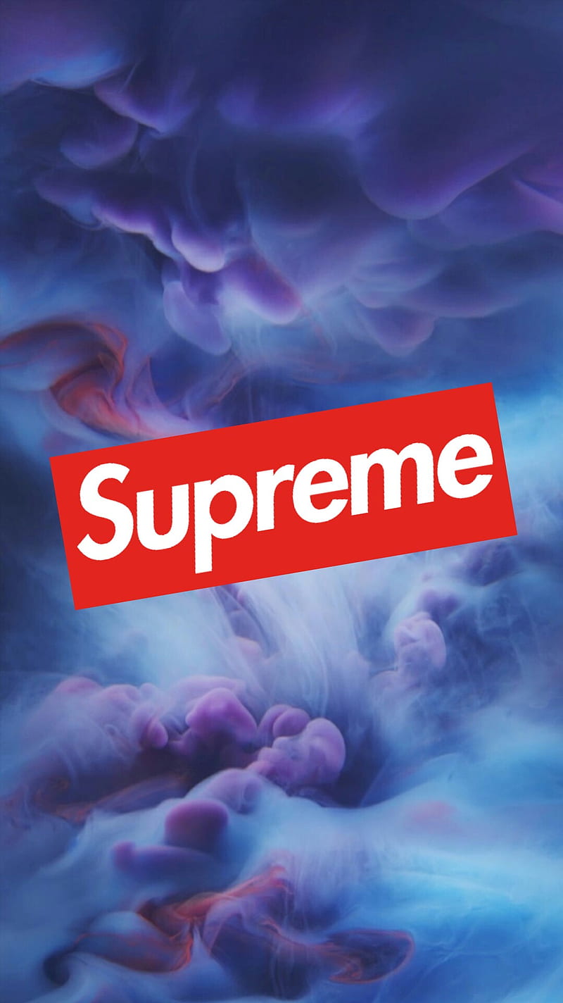 Supreme, supreme logo, supreme background, smoke, blue, iphone , iphone smoke, HD phone wallpaper
