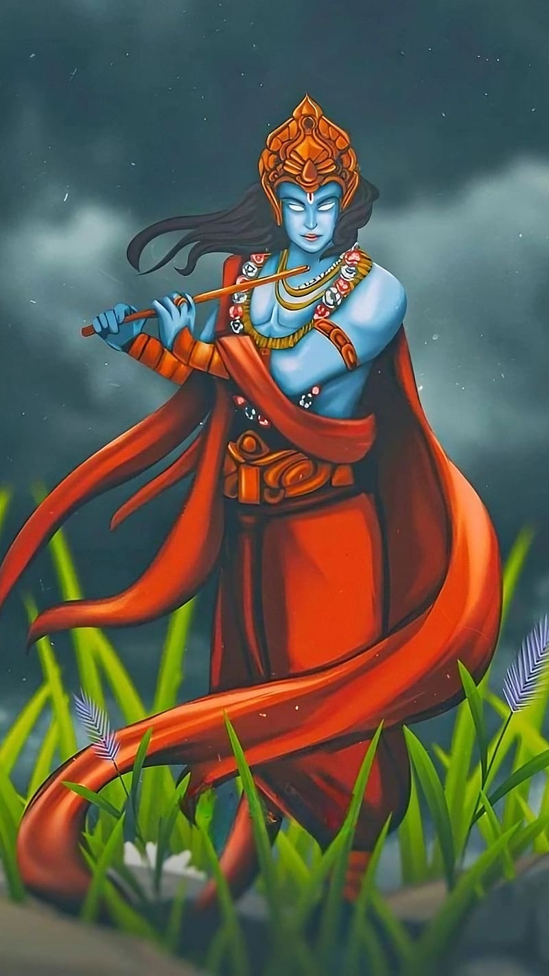 Krishna Ji Wala, Illustration, art work, god, HD phone wallpaper
