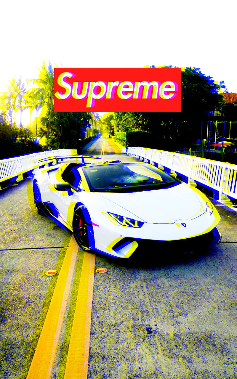 Supreme Lamborghini, cali, california, car, expensive, lambo, rich, supreme, HD phone wallpaper