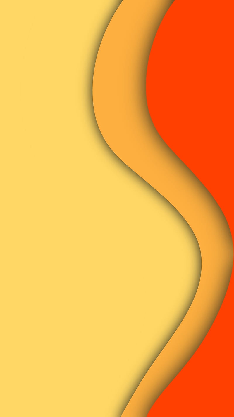 Orange Vertical Waves, FMYury, abstract, art, color, colorful, colors, desenho, flat, gradient, layers, materials, paper, peachier, peachy, shades, shadows, yellow, HD phone wallpaper