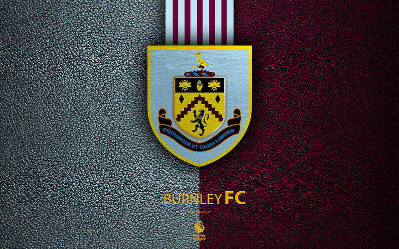 Burnley FC English football club, leather texture, Premier League, logo, emblem, Burnley, England, United Kingdom, football, HD wallpaper