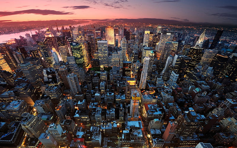 united states, new york, cityscape, skyscrapers, top view, buildings, City, HD wallpaper