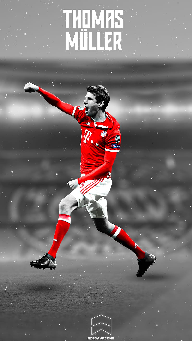 Thomas Muller, bayern, football, munchen, red, white, HD phone wallpaper