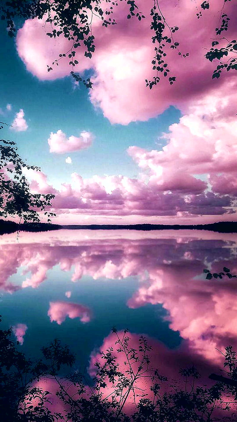 Reflecting pink sky, clouds, HD phone wallpaper | Peakpx