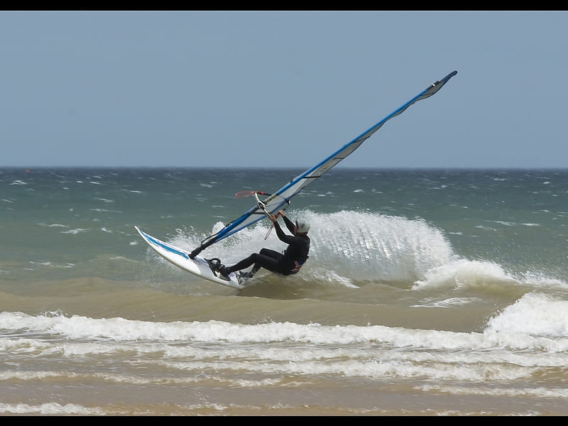 Riding the Surf, surf, windsurfing, wind, ocean, HD wallpaper