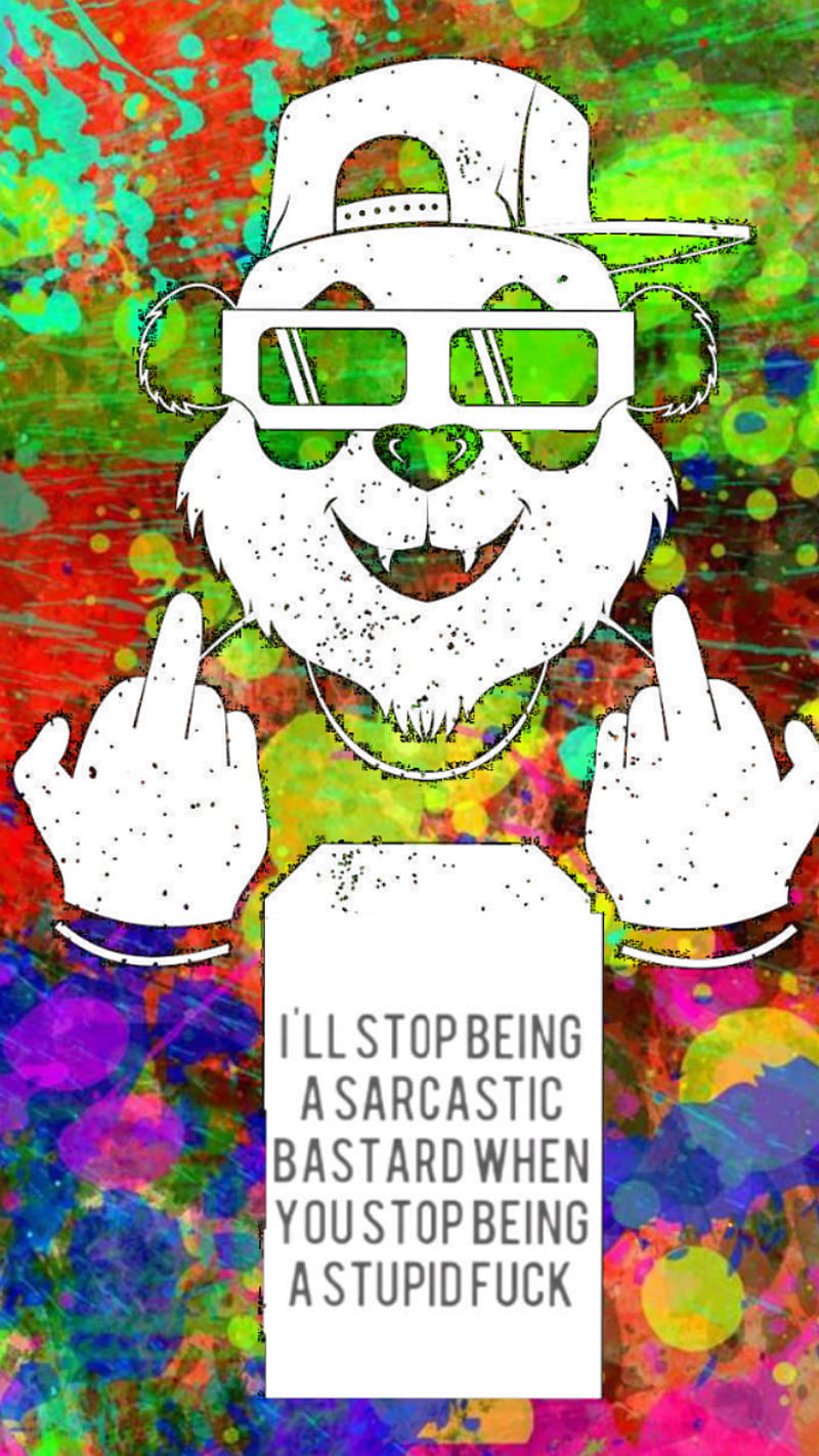 Colorful humor, panda, color, paint, paint splash, sarcasm, sarcastic, HD phone wallpaper
