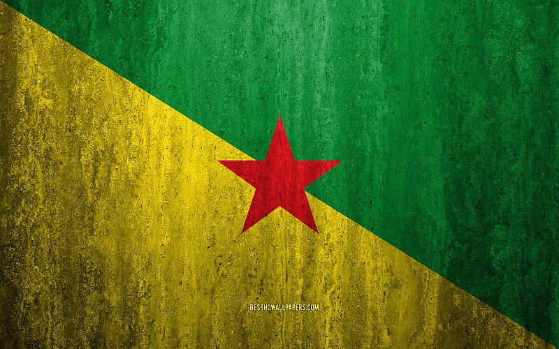 Flag of French Guiana stone background, grunge flag, South America, French Guiana flag, grunge art, national symbols, French Guiana, stone texture, HD wallpaper