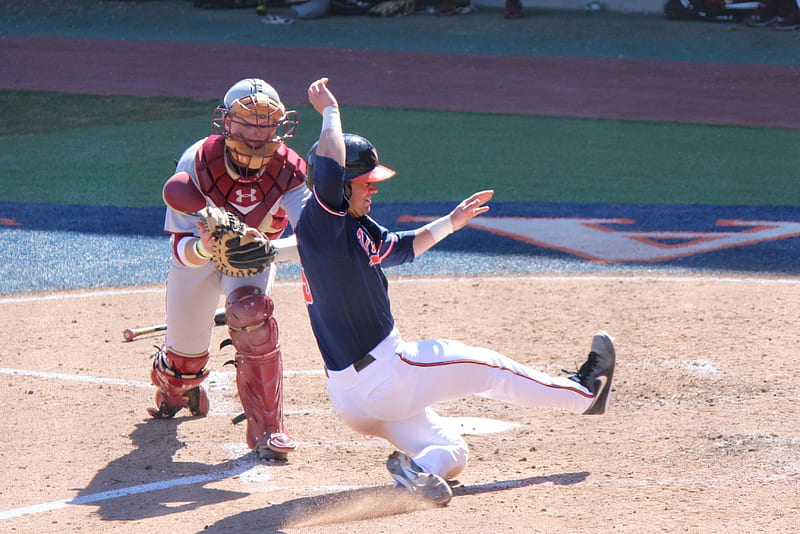 Safe at Home Plate, Baseball, UVA, Virginia, Kenny Townes, Home Plate, HD wallpaper