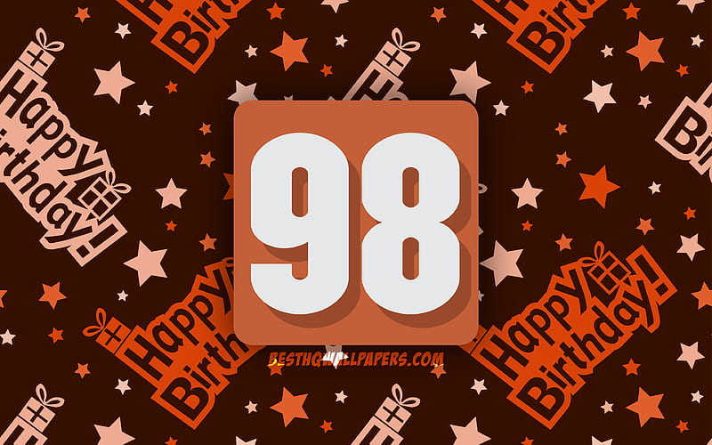 Happy 98 Years Birtay, orange abstract background, Birtay Party, minimal, 98th Birtay, Happy 98th birtay, artwork, Birtay concept, 98th Birtay Party, HD wallpaper