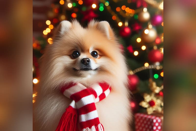 Pom at Christmas, holidays, Dog, cheers, christmas, HD wallpaper
