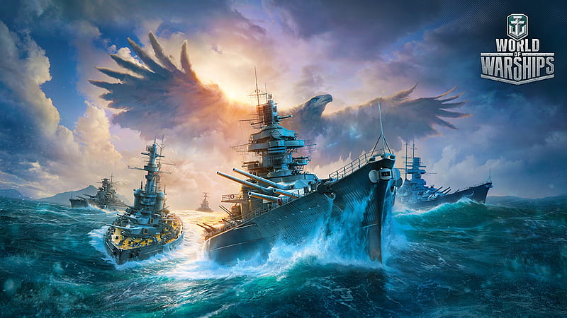 World of Warships - German Battleships and Eagle, German, Game, Battleships, Warships, World, Video, Eagle, HD wallpaper