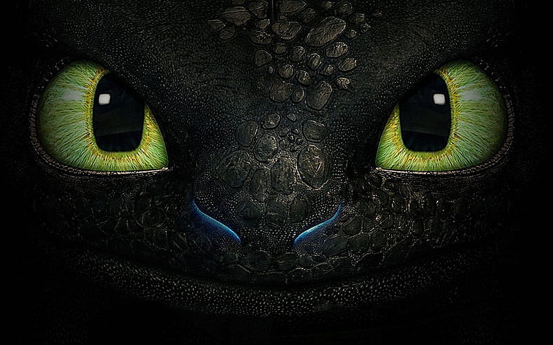 How to train your dragon, poster, movie, green, animation, black, dragon, eyes, HD wallpaper