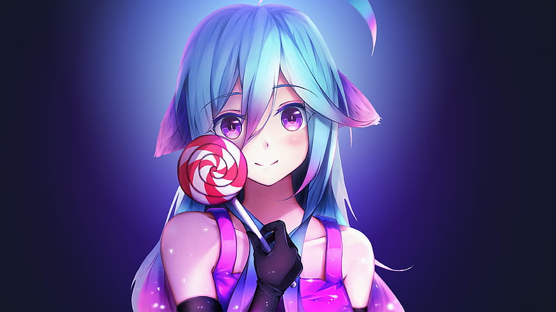 Anime Girl Cute Rainbows And Lolipop, anime-girl, anime, artist, artwork, digital-art, HD wallpaper