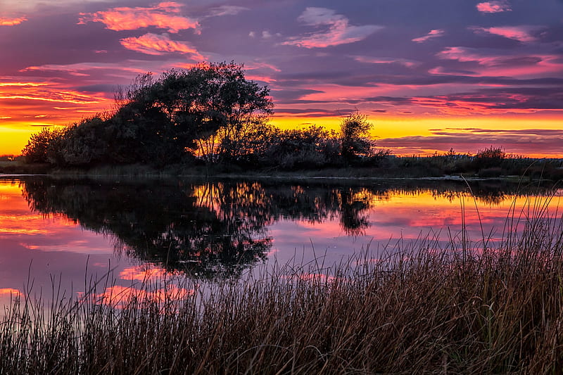 Lakes, Lake, Cranberry Lake, Reflection, Sunset, HD wallpaper